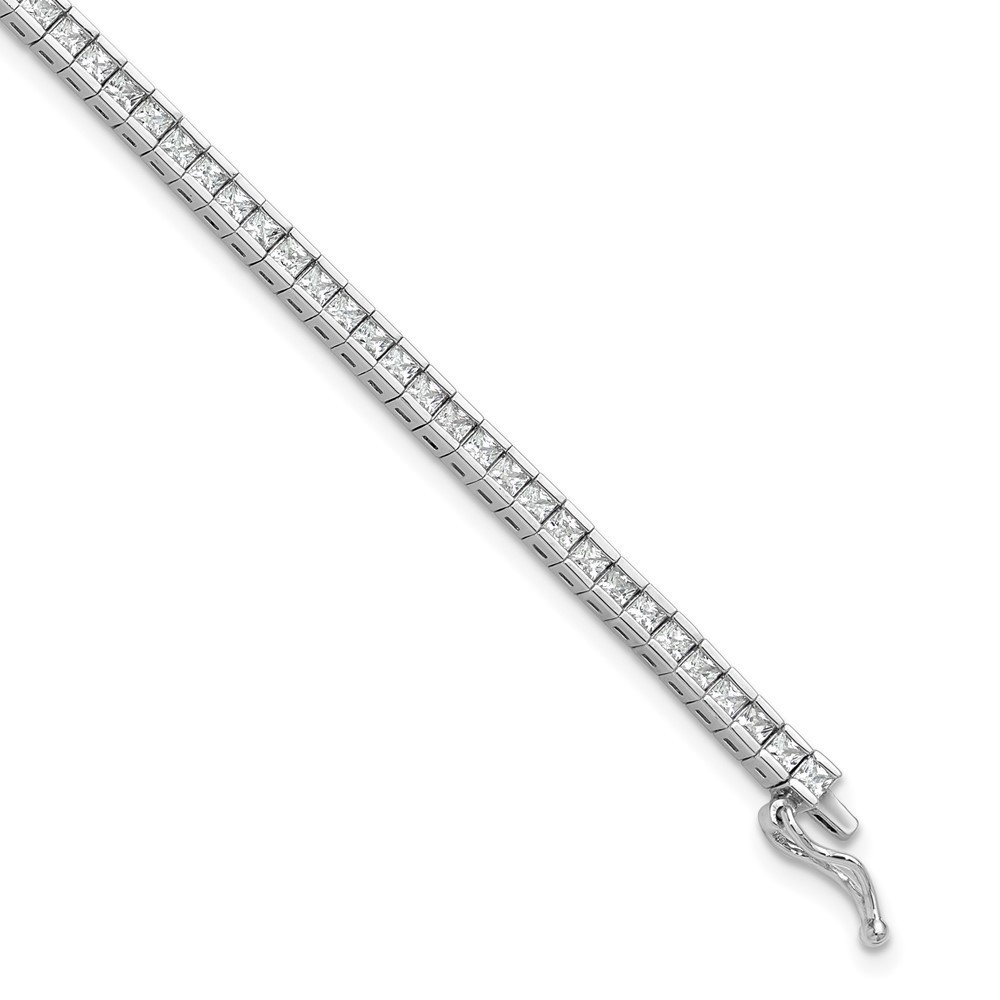 925 Sterling Silver Rhodium-plated Square 3mm x 3mm CZ 86 Stone 8 inch Bracelet